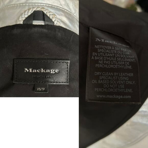 Mackage Silver Lambskin Leather Motorcycle Jacket, Womens, Size XS - Picture 9 of 10